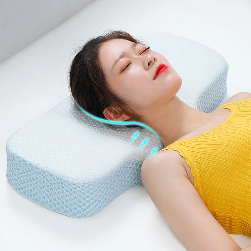 Oreiller de literie en mousse à mémoire de forme, protection du cou, oreillers de couchage en forme d'arc